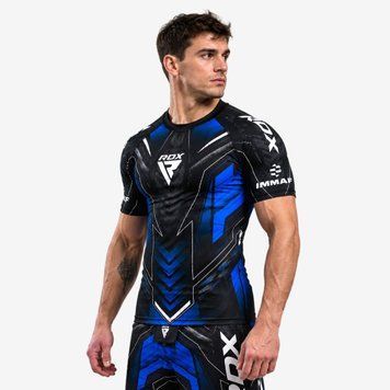 Рашгард RDX IMMAF Approved Half Sleeves Compression Shirt Blue RDX CSH-IMF-1U-M фото