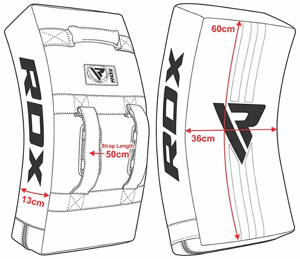 RDX T1 Curved Kick Shield with Nylon Handles - Black, Black-White