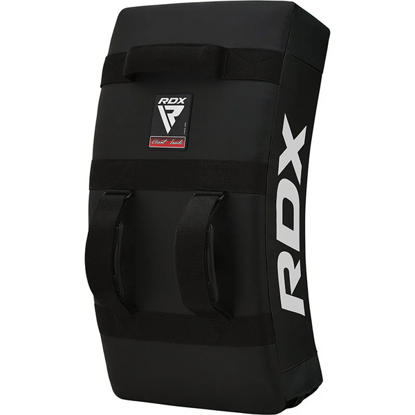 RDX T1 Curved Kick Shield with Nylon Handles - Black, Black-White
