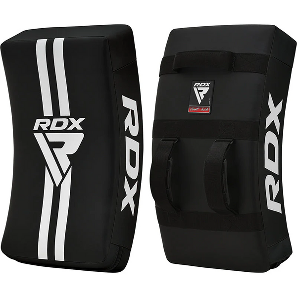 RDX T1 Curved Kick Shield with Nylon Handles - Black, Black-White